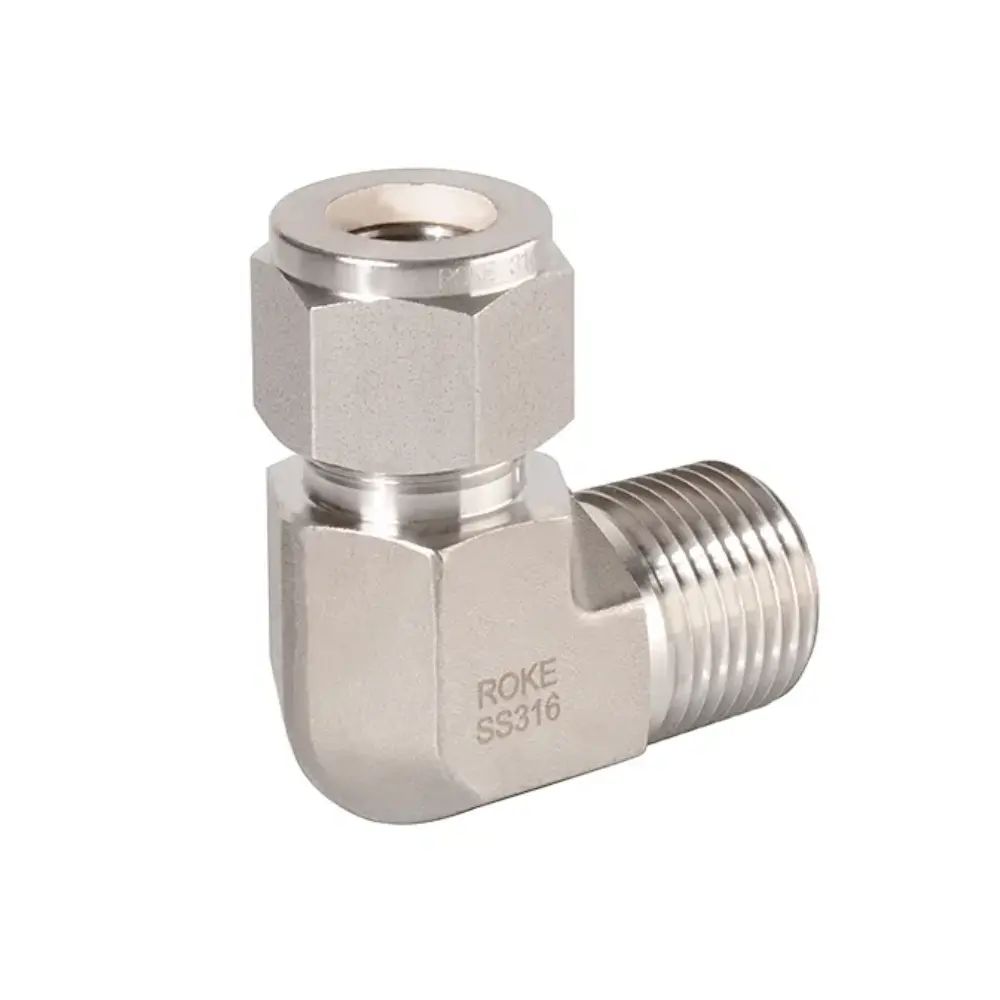 Codo 90° Macho NPT x Tubing SS316